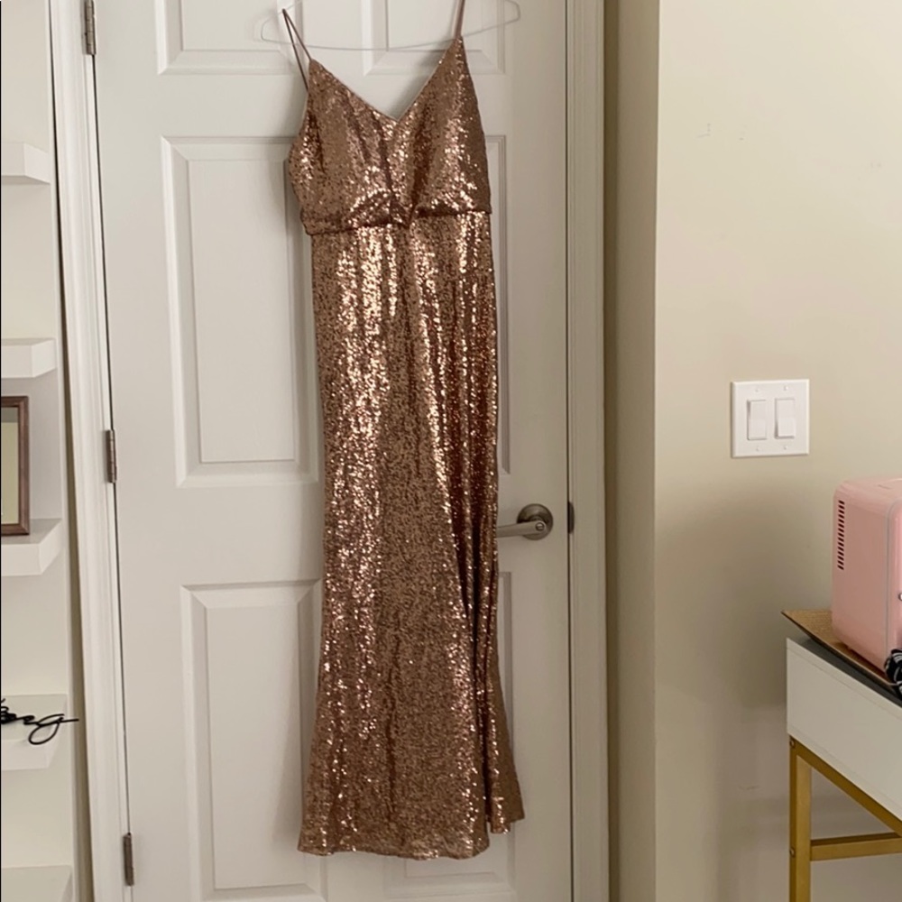 Bridesmaid /evening gown gold sequins